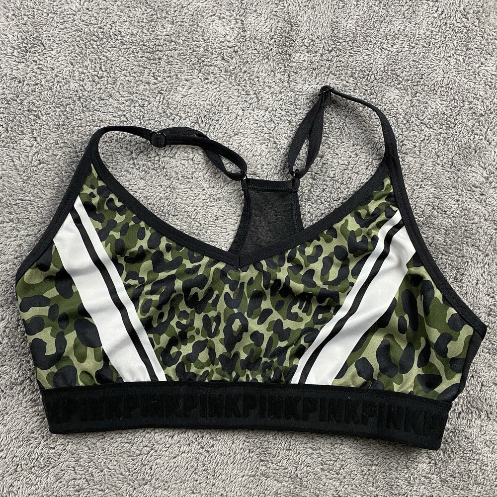 Victoria's Secret‎ PINK Sports Bra Large Black Animal Print Ultimate